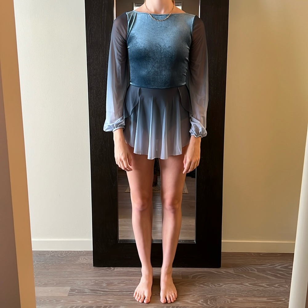 Weissman lyrical dance costume in dark teal ombré